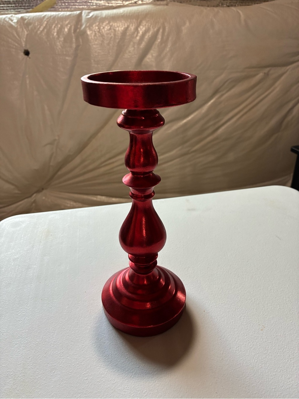 Hobby Lobby Metallic Red Taper Candle Holder EUC!